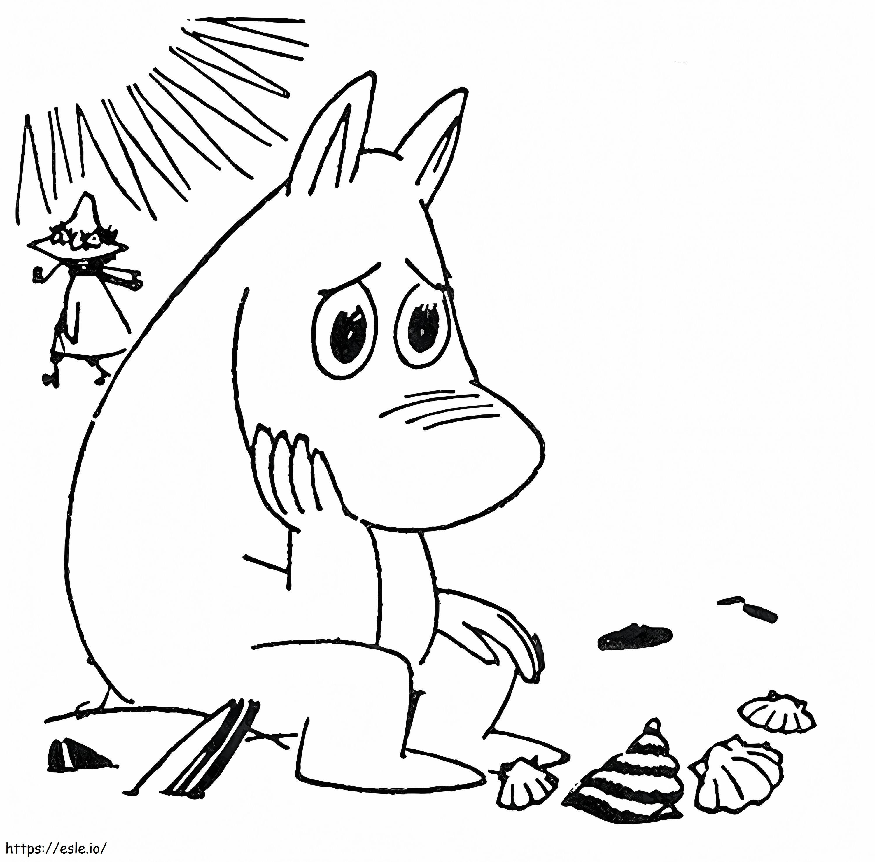 Trist Moomintroll de colorat
