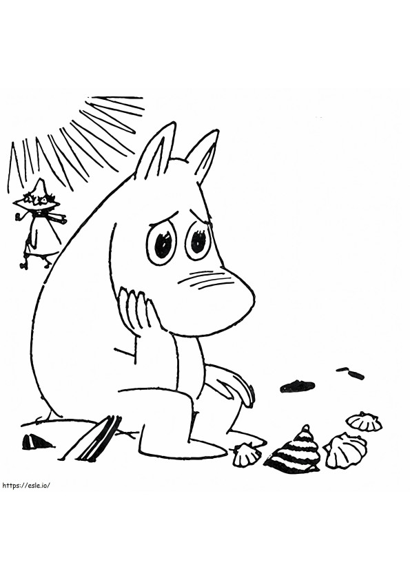 Trist Moomintroll de colorat
