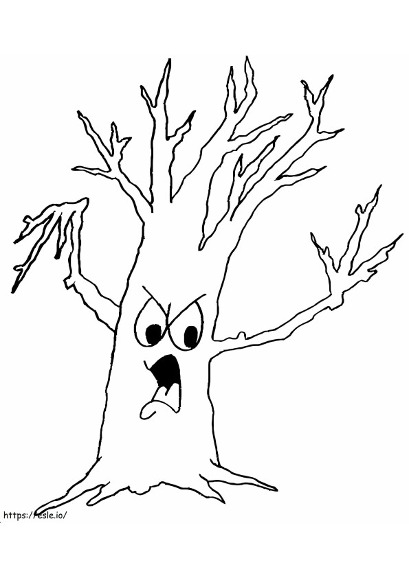 Printable Spooky Tree coloring page