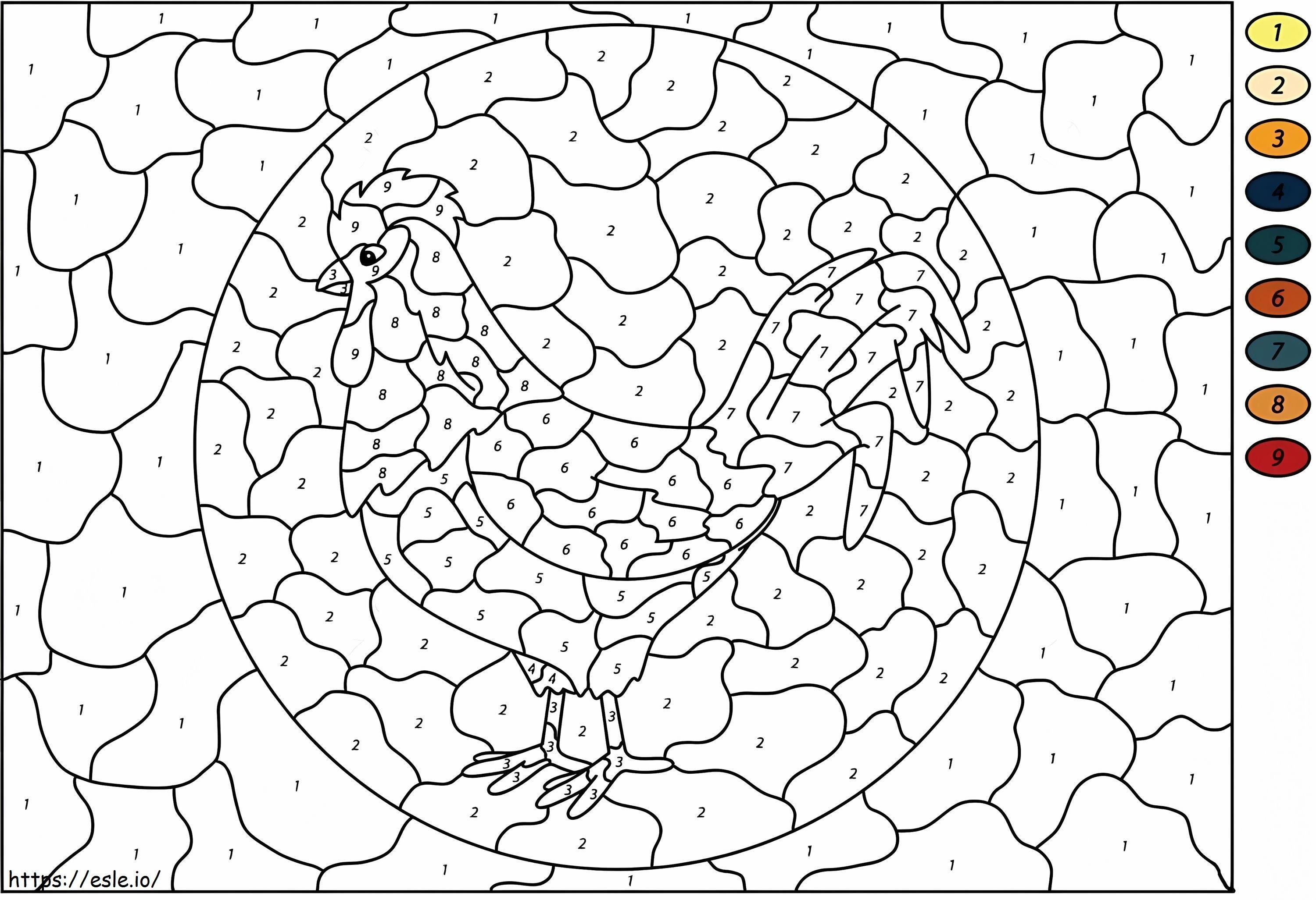 Rooster Color By Number 1 coloring page