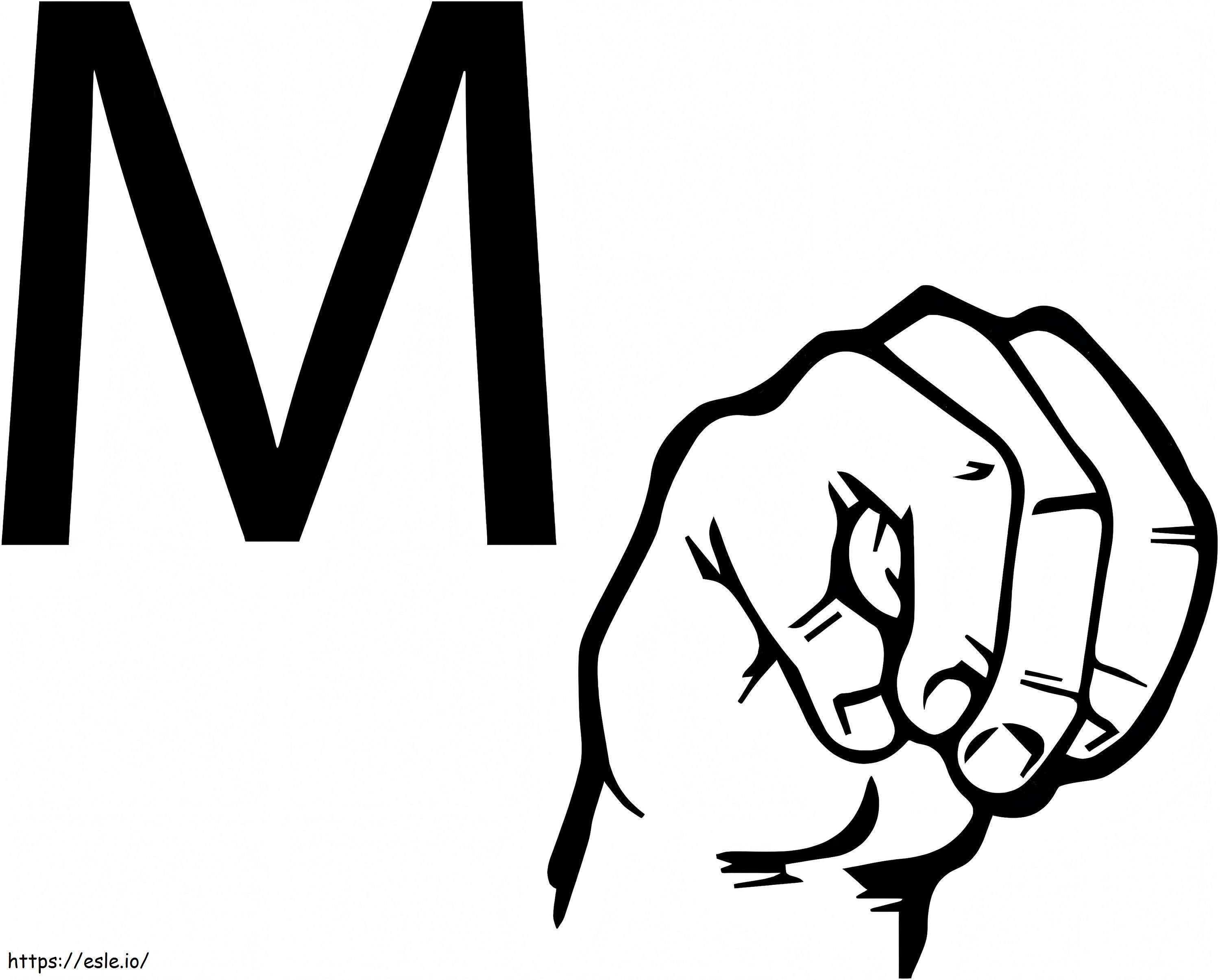 Litera M ręka kolorowanka