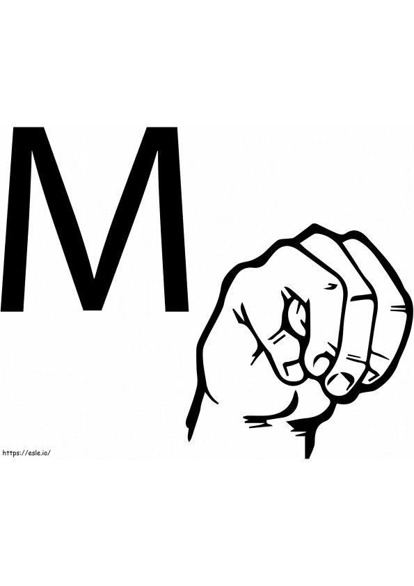 M-kirjain käsi värityskuva