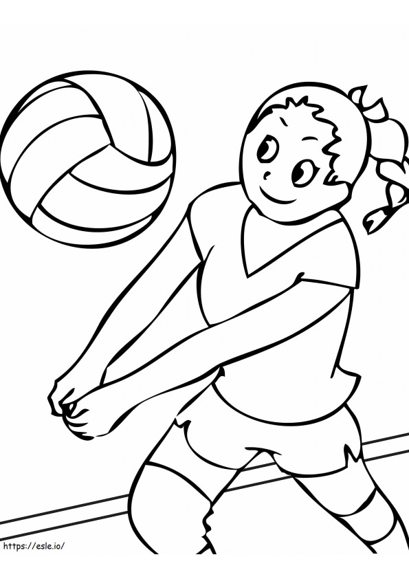 Coloriage Elle joue au volley à imprimer dessin