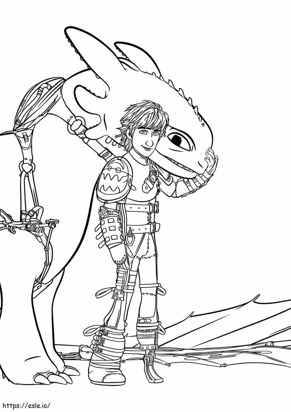 Printable Hiccup And Toothless coloring page