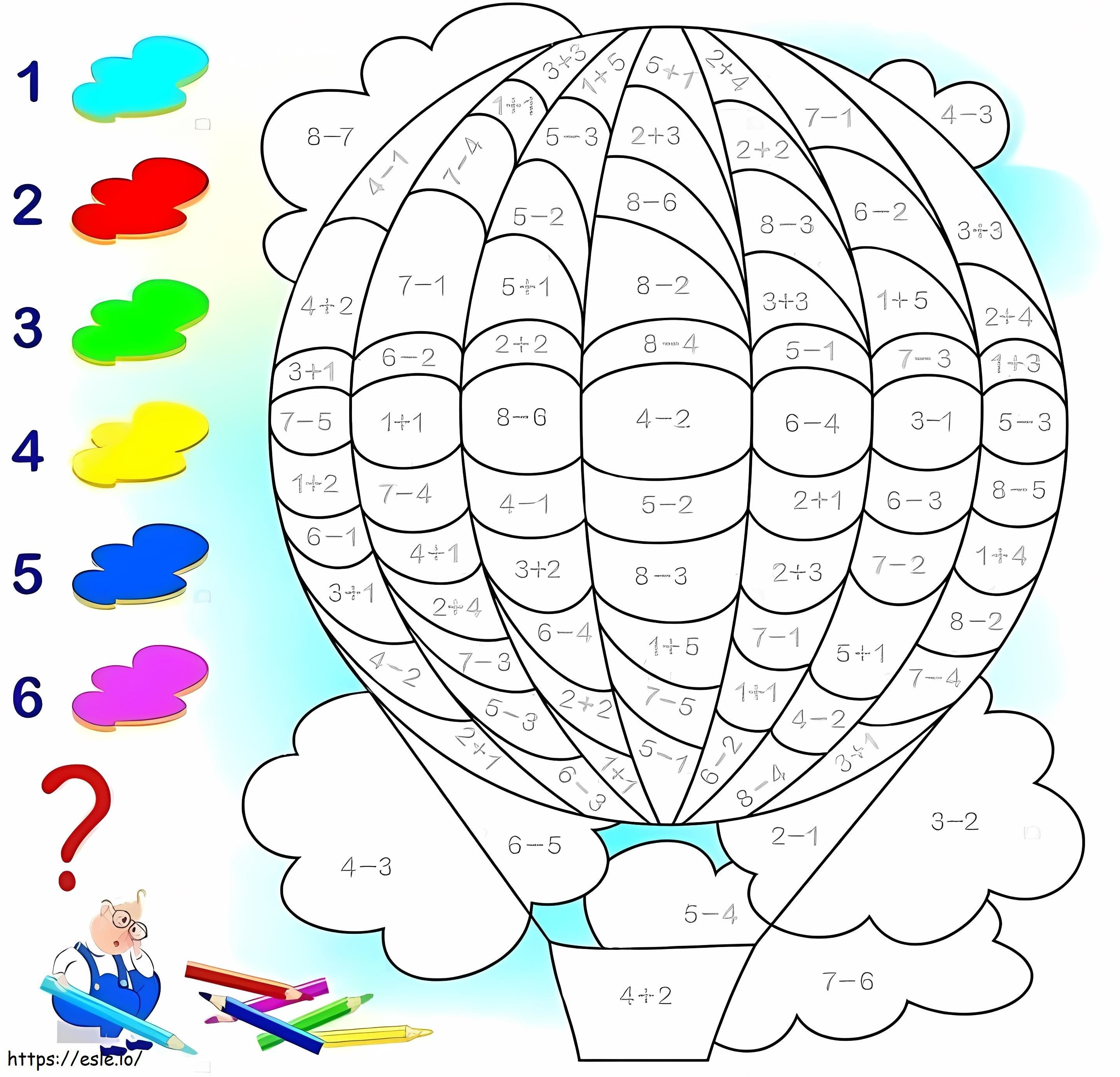 Matematyka balonem na ogrzane powietrze kolorowanka