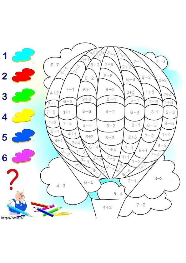 Hot Air Balloon Math coloring page