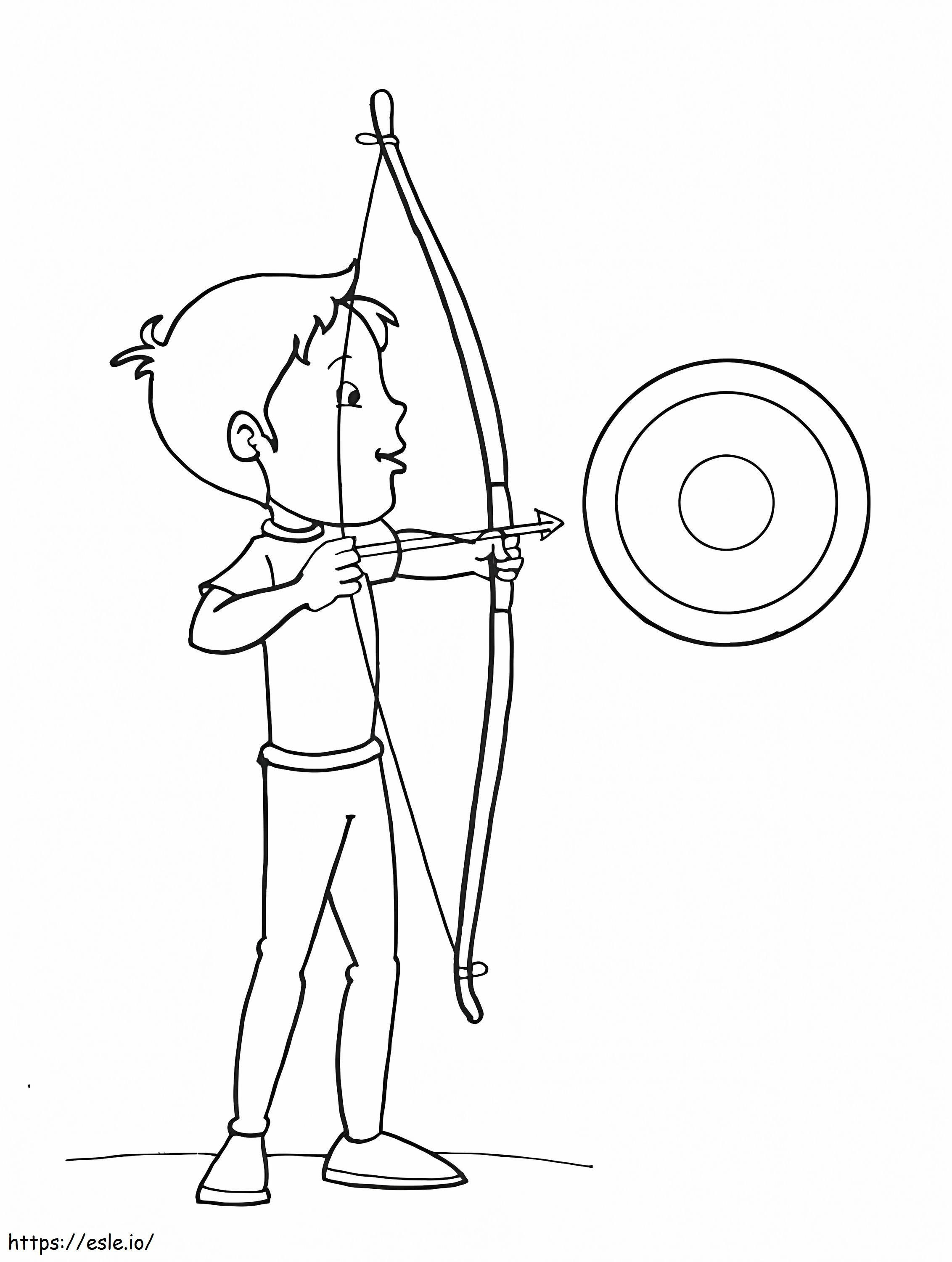 Boy Aims An Arrow coloring page