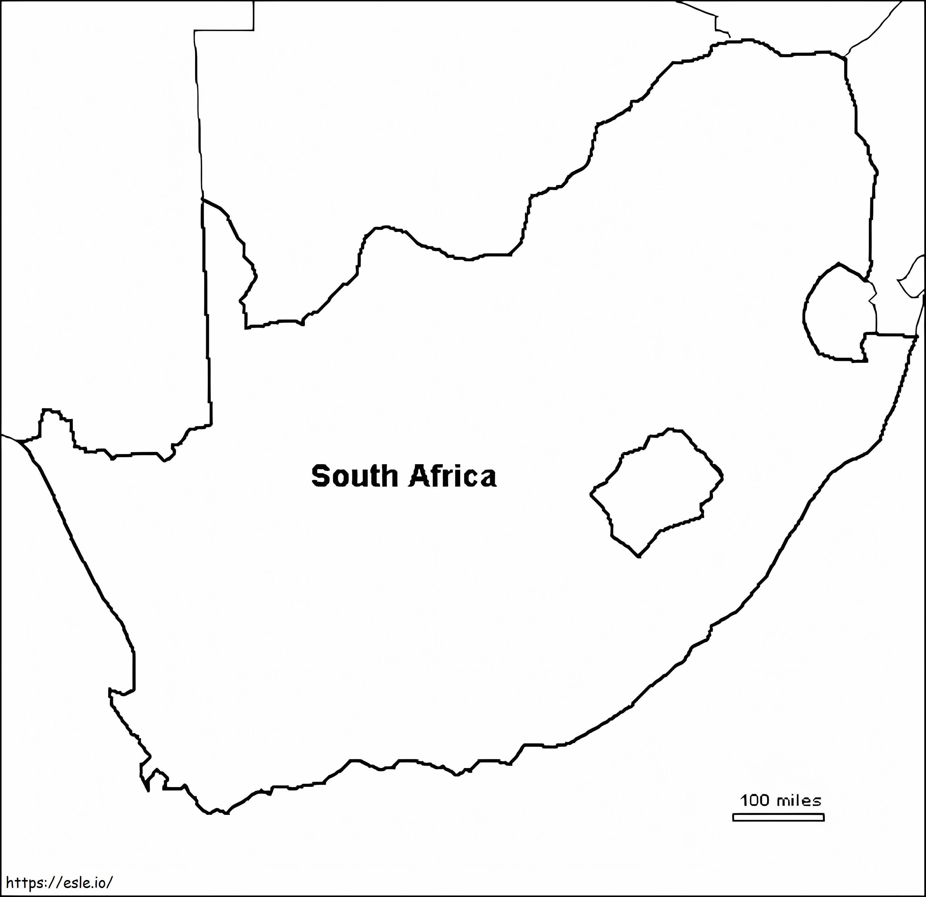 Coloriage Carte Afrique du Sud 2 à imprimer dessin