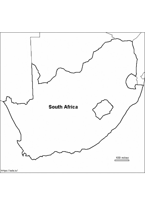 Sudáfrica Mapa 2 para colorear