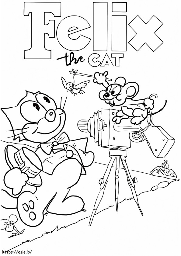 Felix The Cat And Mouse coloring page