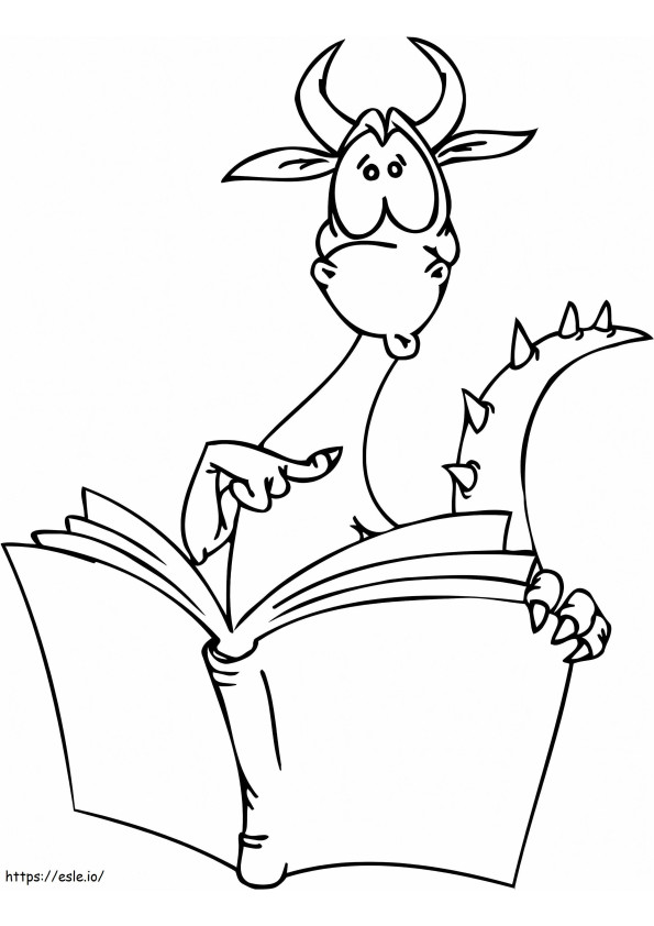 The Dragon Is Reading A Book coloring page