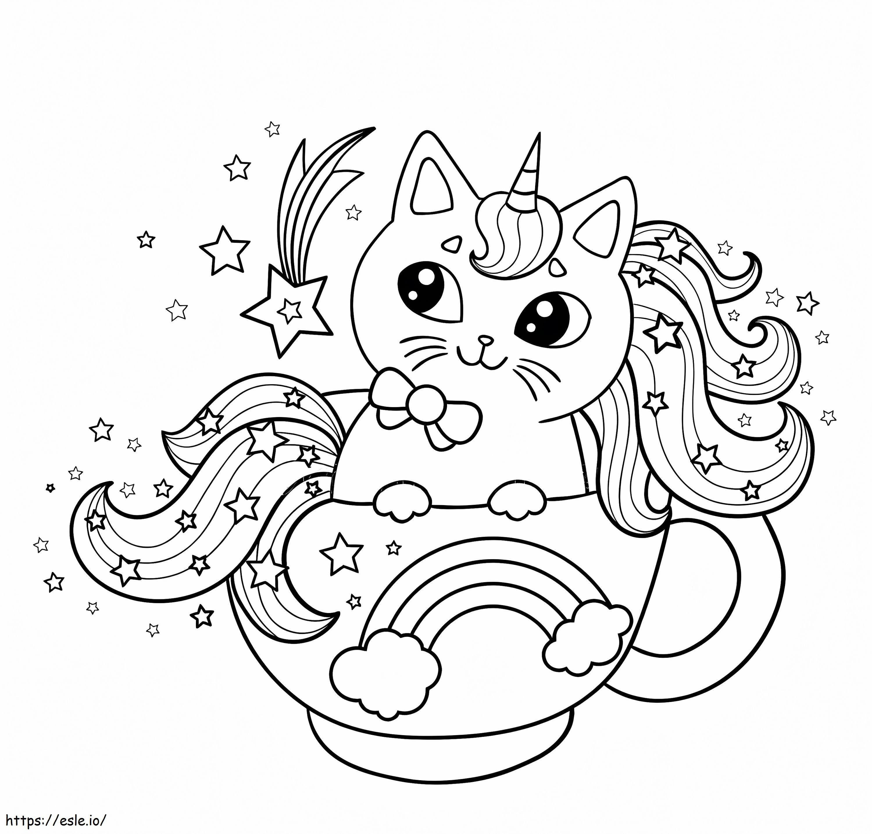 Tulostettava Unicorn Cat värityskuva