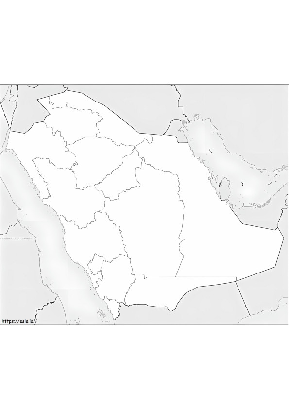 Mapa de Arabia Saudita para colorear