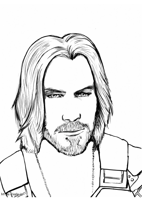 Cyberpunk 2077 Johnny Silverhand coloring page