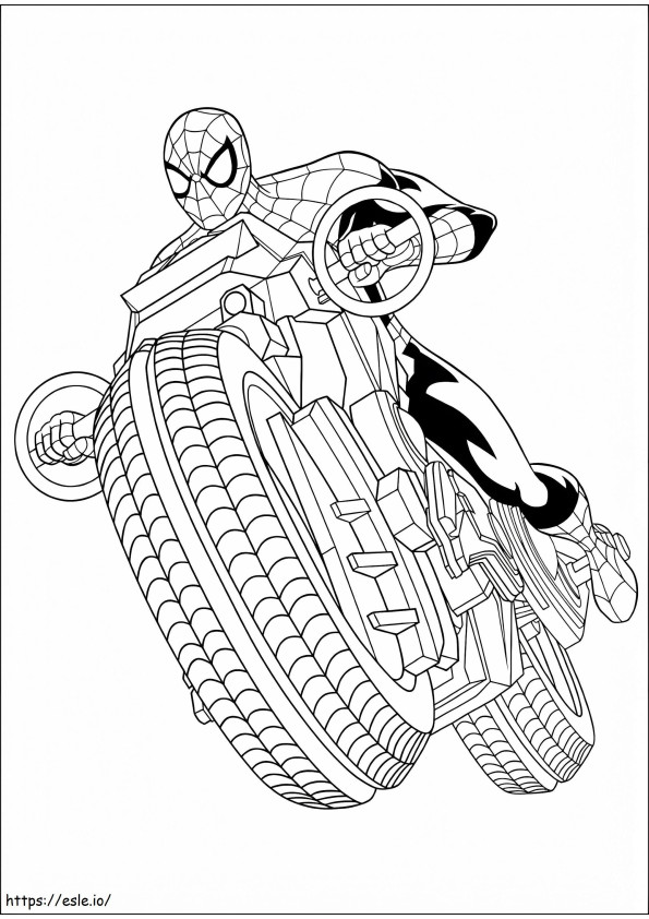 Spiderman Driving Motor A4 coloring page