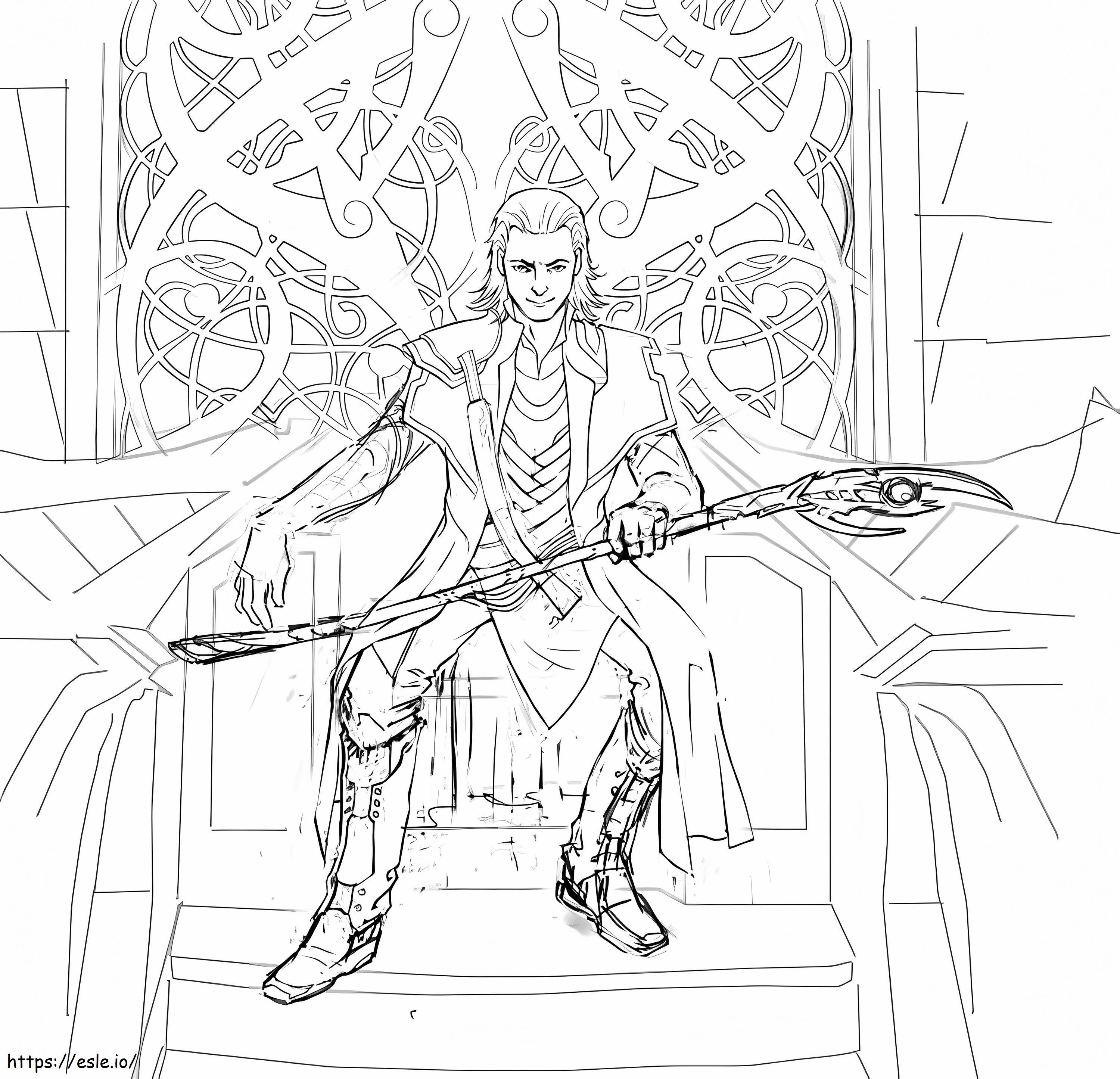Loki no trono para colorir