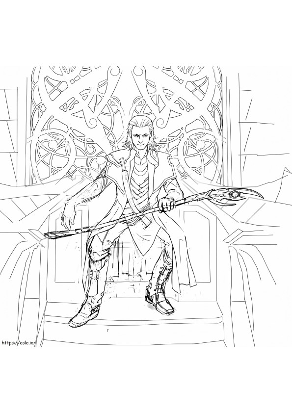Coloriage Loki sur le trône à imprimer dessin