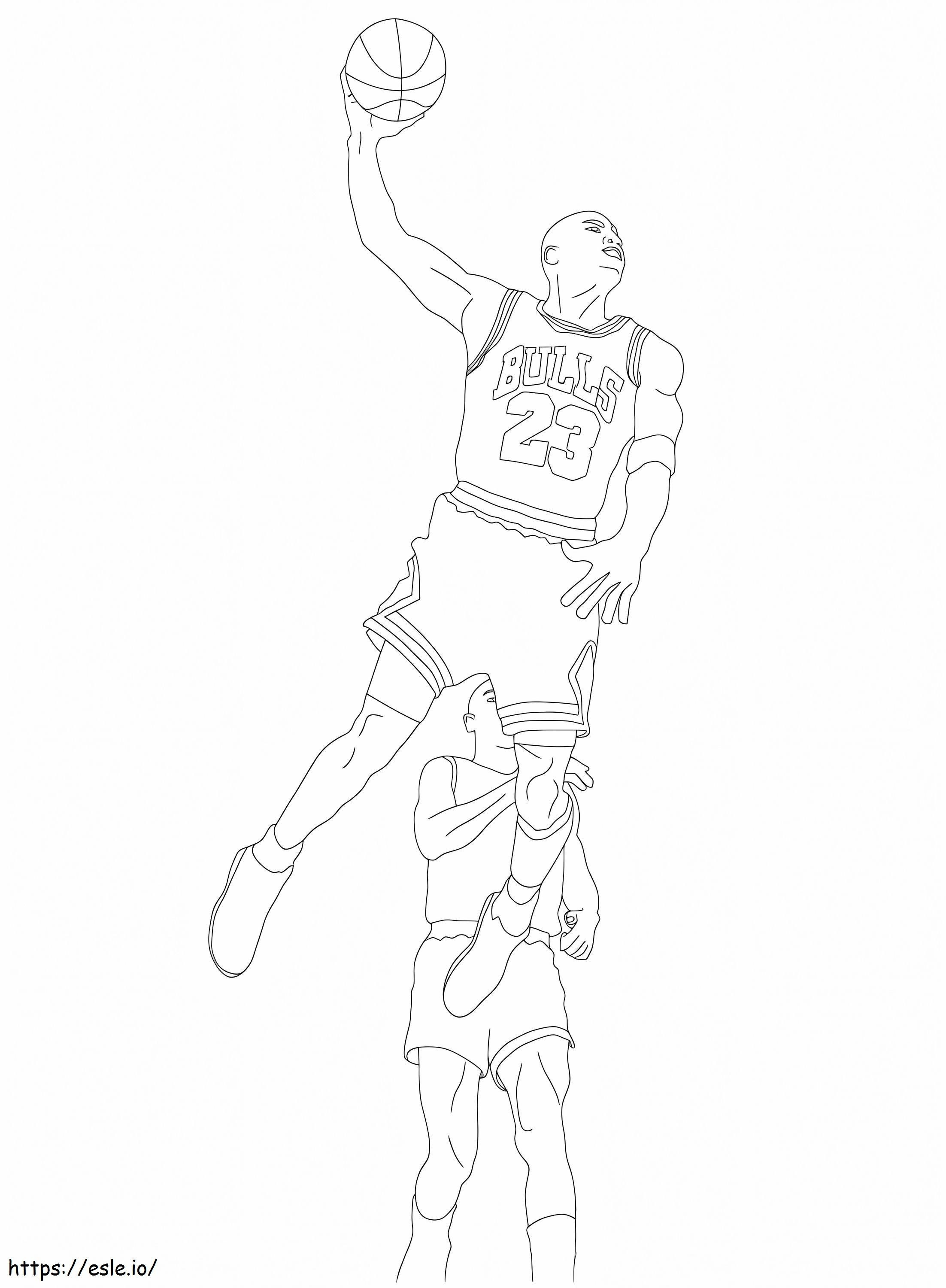 Coloriage Michael Jordan trempant à imprimer dessin