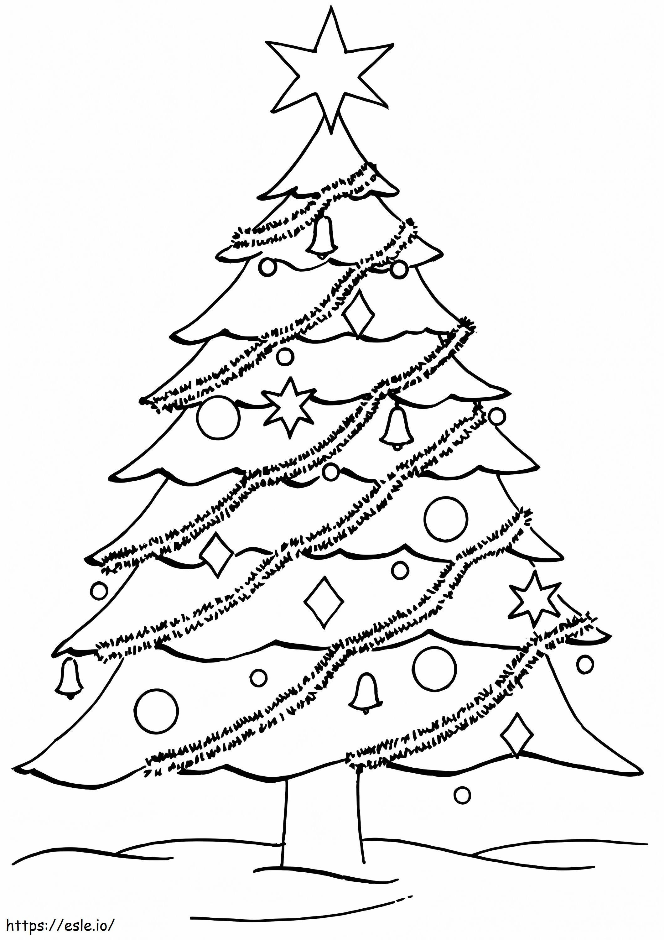 Stella di base sull'albero di Natale da colorare