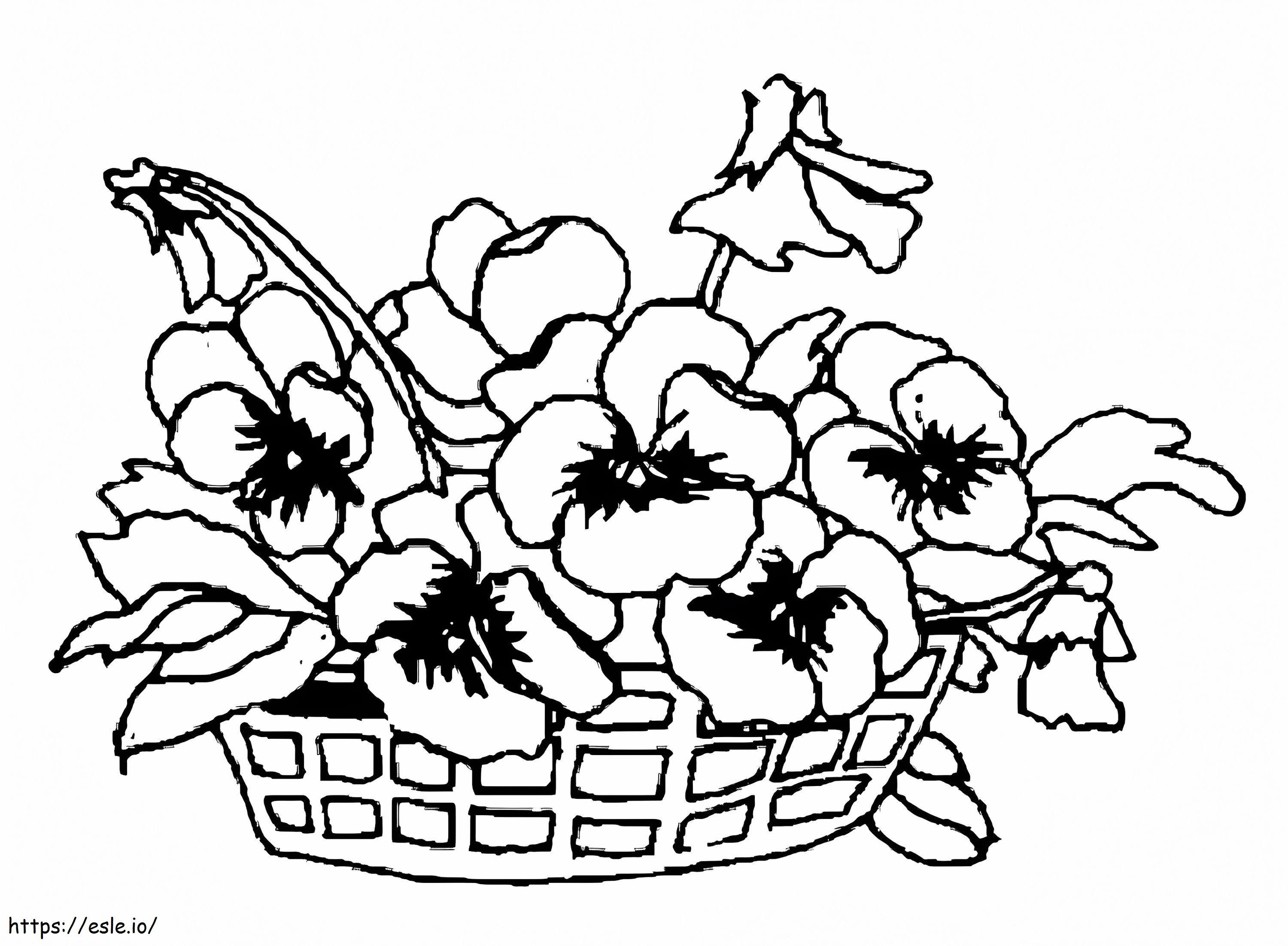 Pansies Basket coloring page