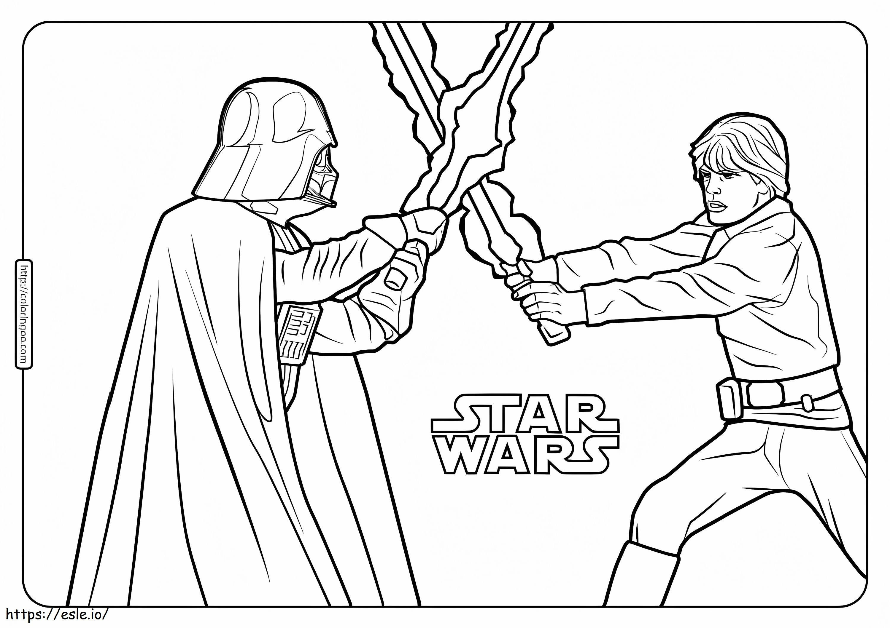 Coloriage Luke Skywalker et Dark Vador à imprimer dessin