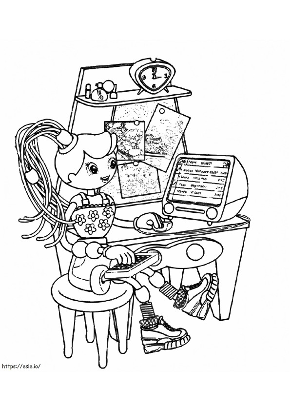 Betty Spaghetti Menggunakan Komputer Gambar Mewarnai