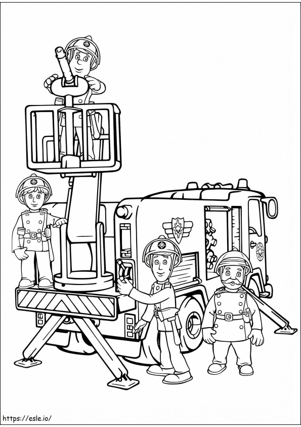 Basic Brandweerman Sam en zijn teamgenoten kleurplaat