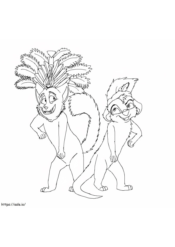 Desenho de dois suricatos para colorir