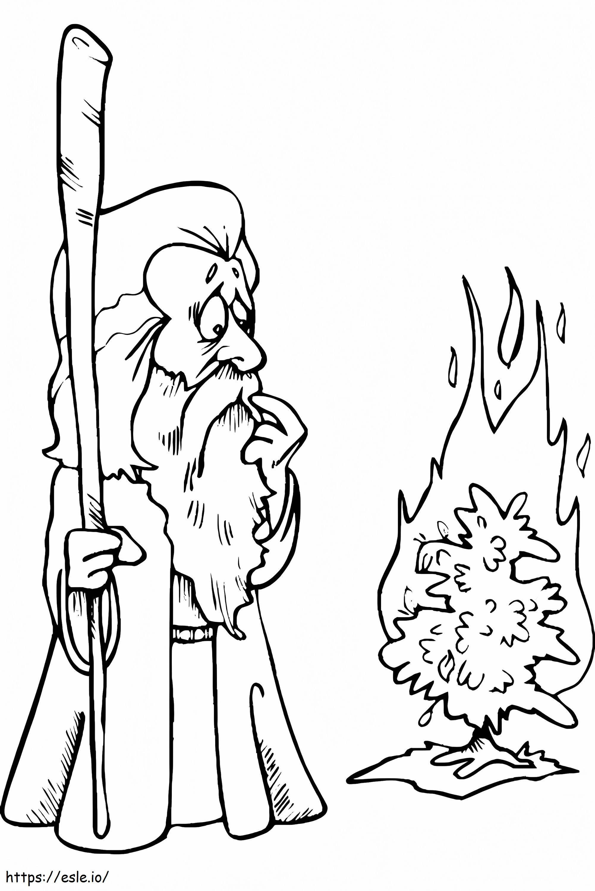 Drucken Moses und der brennende Dornbusch ausmalbilder