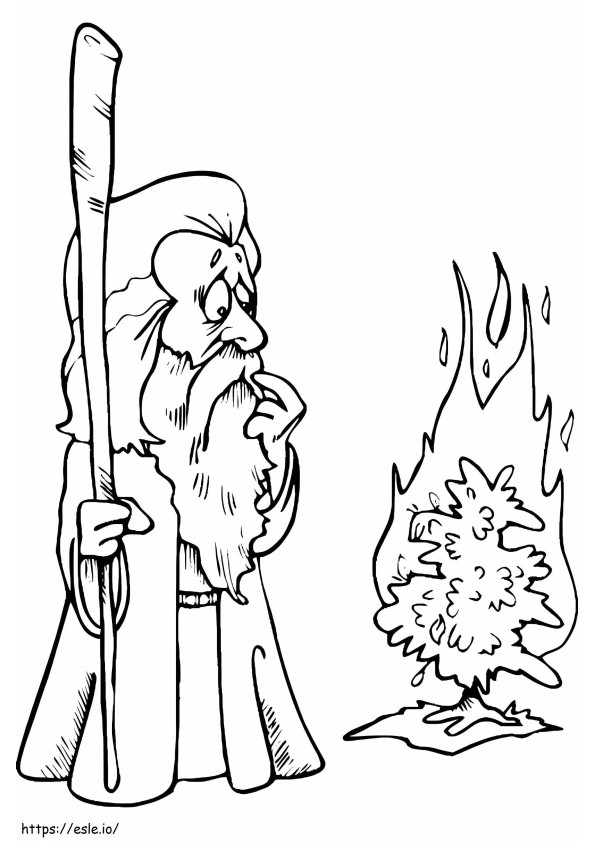 Imprimir Moisés e Sarça Ardente para colorir