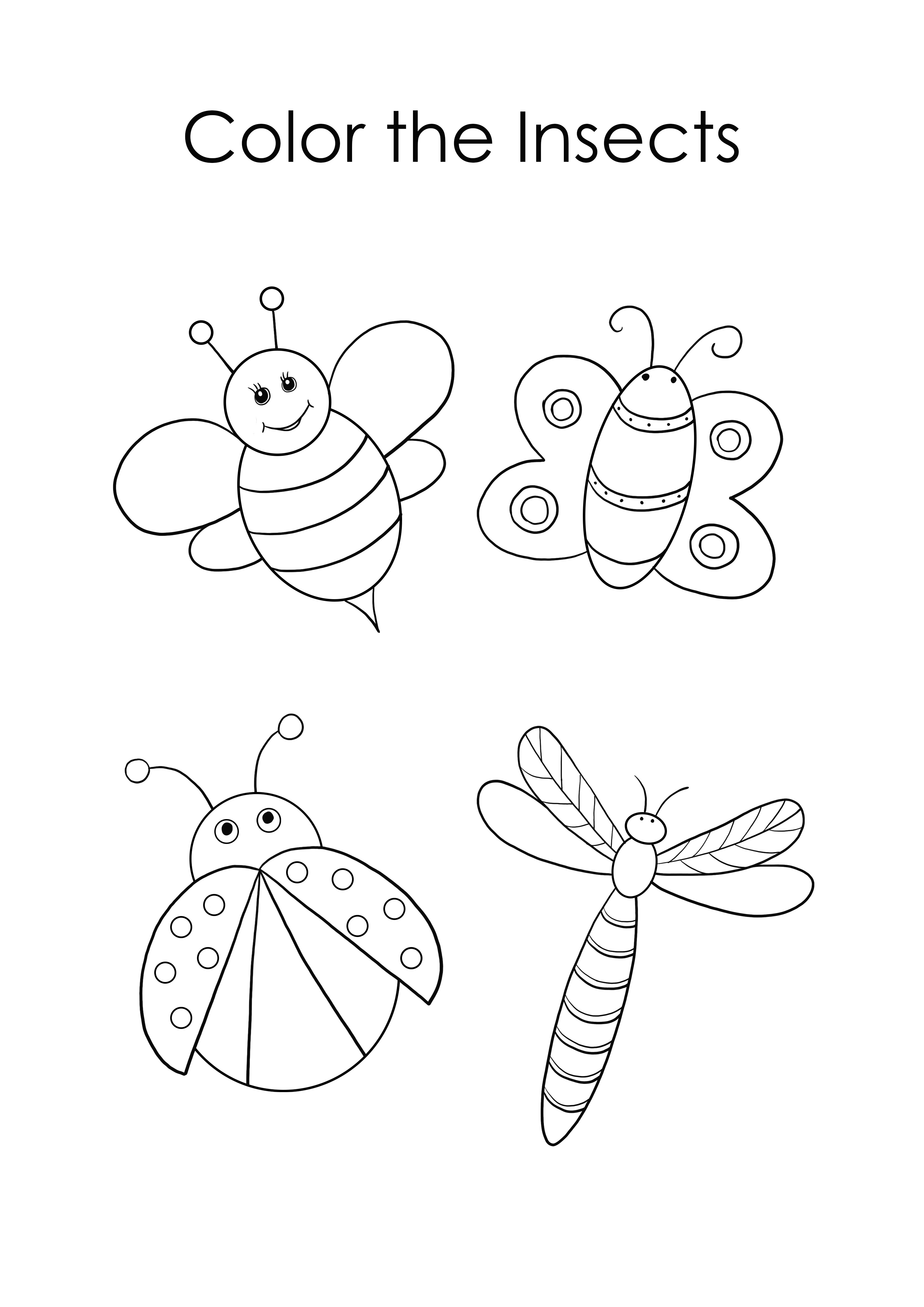 cute baby insects free coloring page