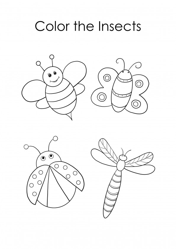 Disegni da colorare gratuita di simpatici insetti per bambini