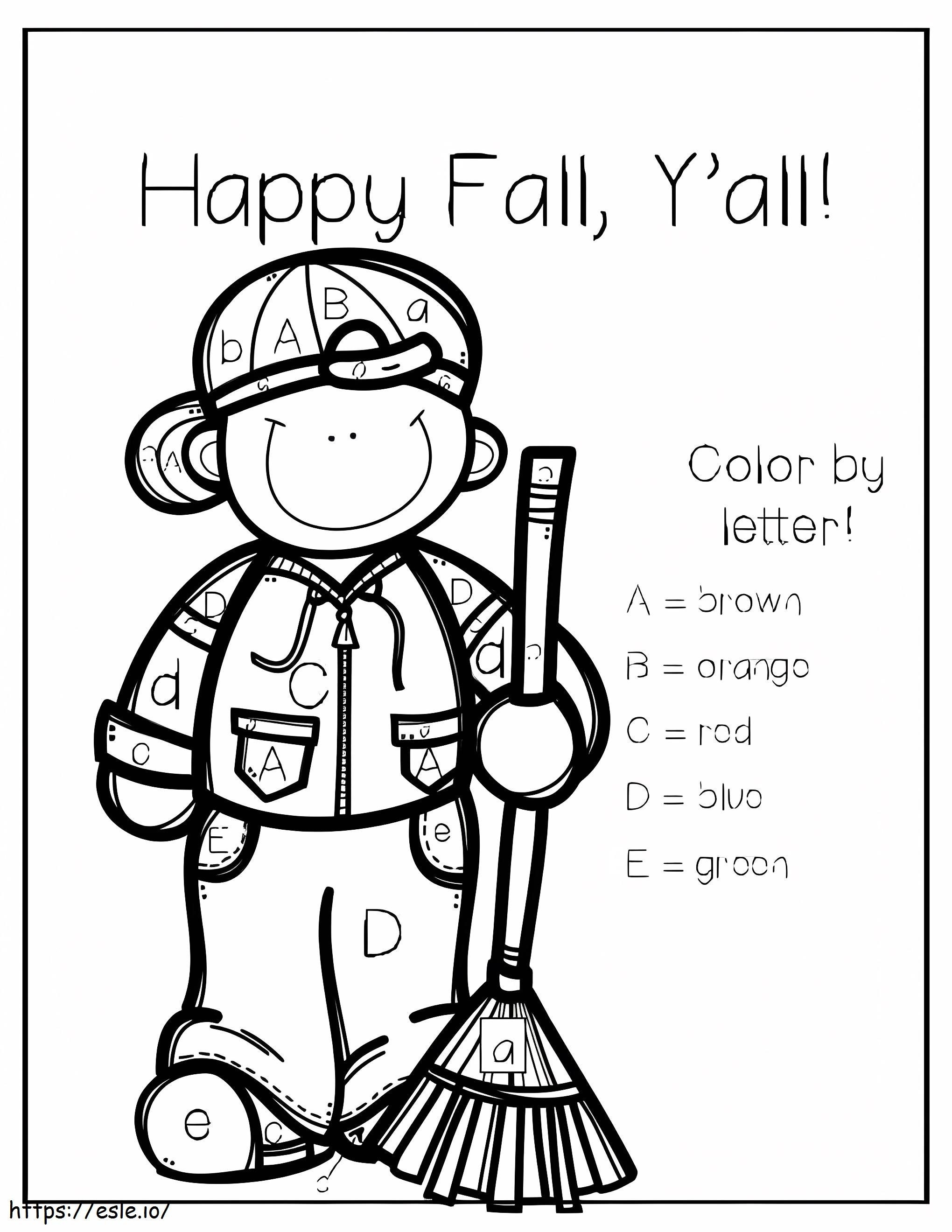 Coloriage Joyeux automne couleur par lettres à imprimer dessin