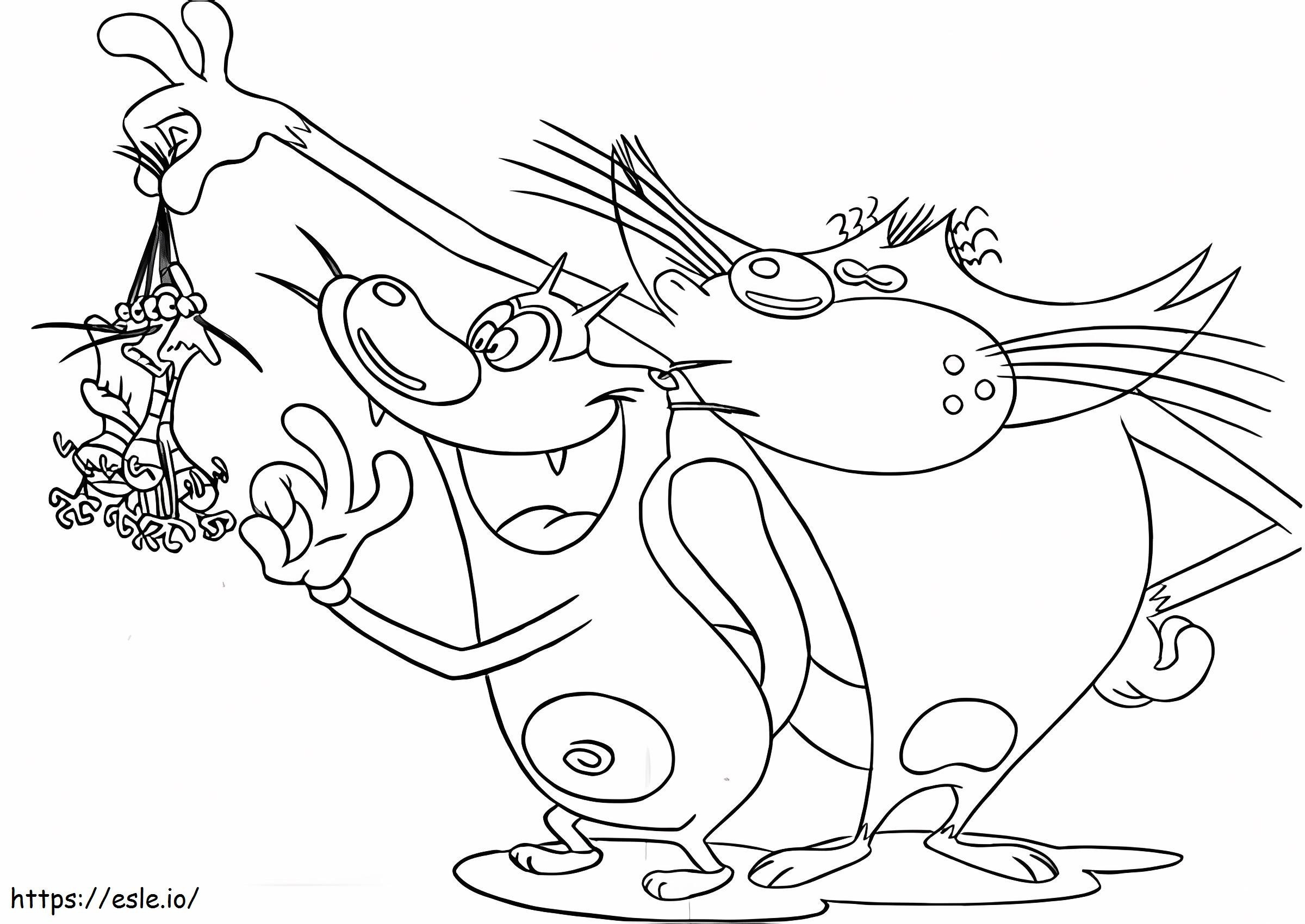 Oggy And Jack Caught Three Cockroaches coloring page