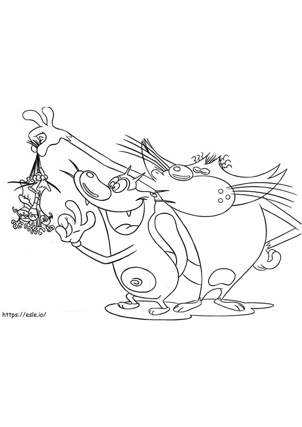 Oggy And Jack Caught Three Cockroaches coloring page