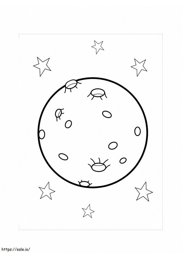Coloriage Pleine lune avec des étoiles à imprimer dessin