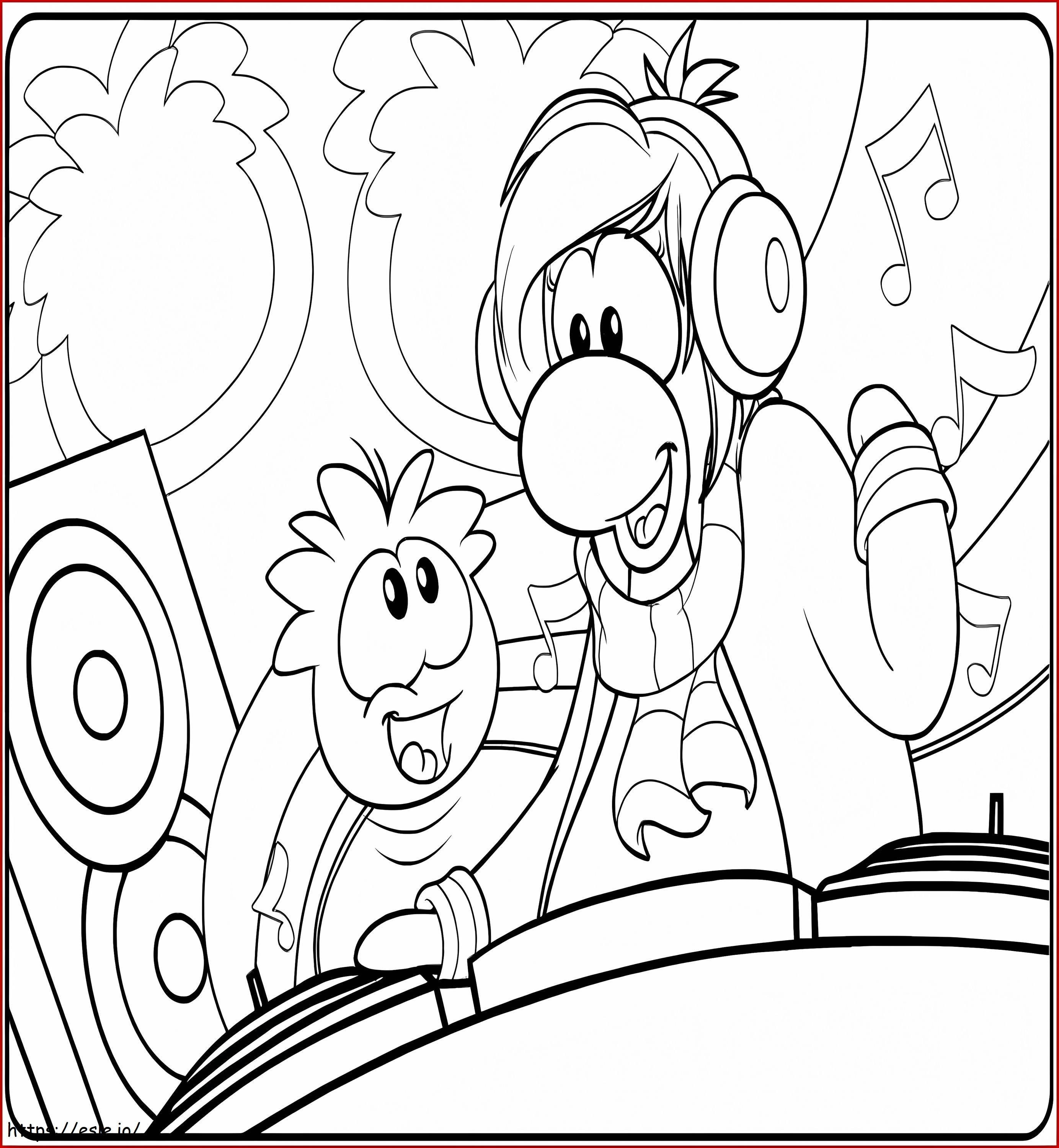 DJ Puffle coloring page