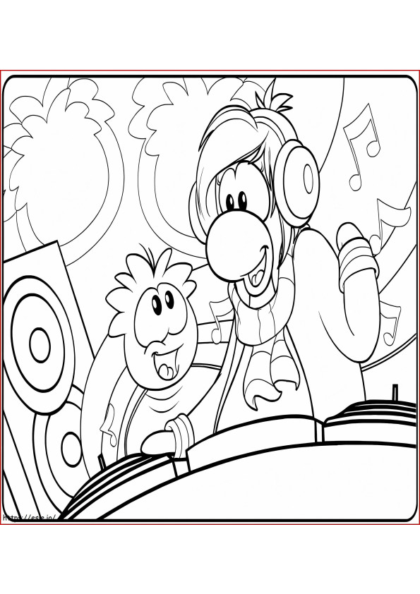 DJ Puffle coloring page