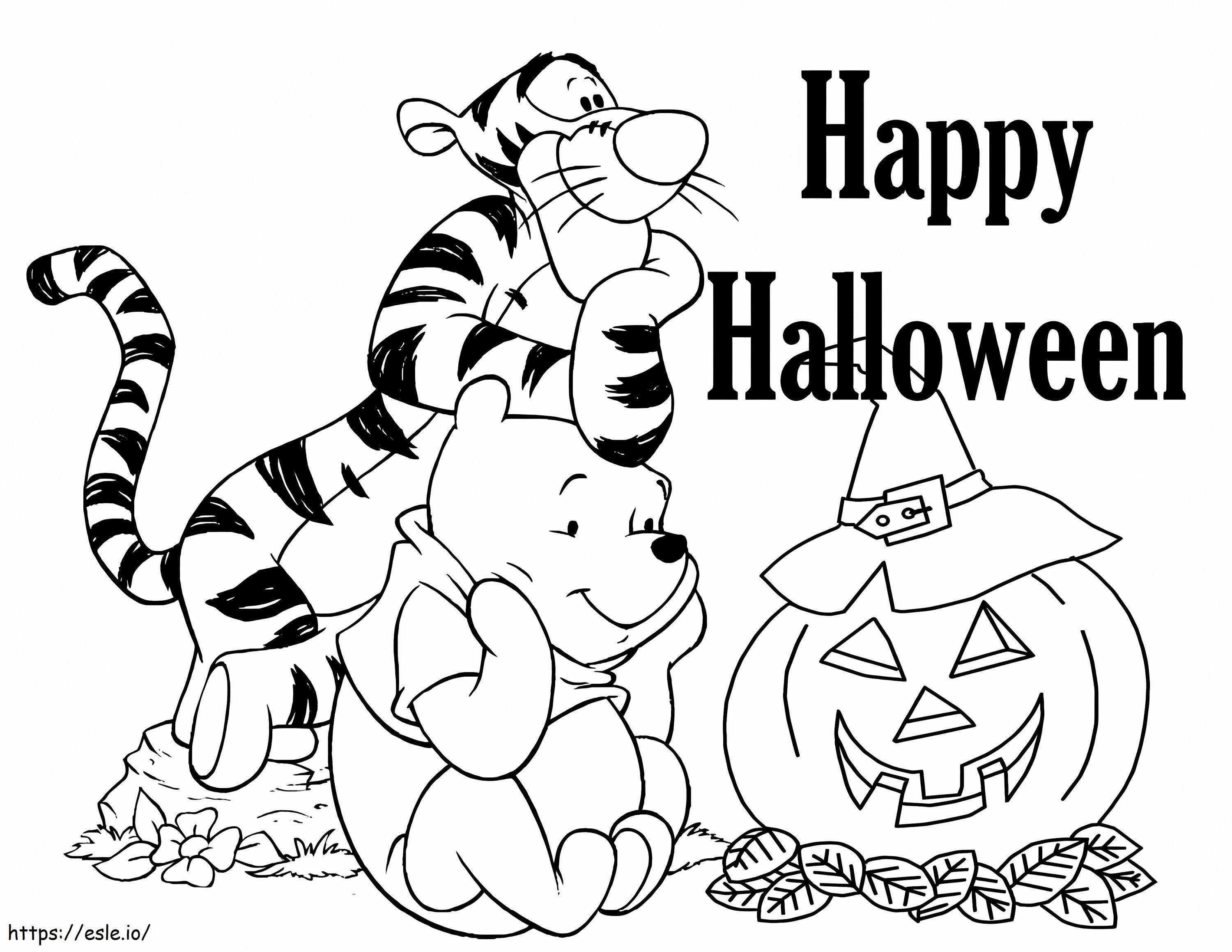 Coloriage Tigrou et ourson à Halloween à imprimer dessin