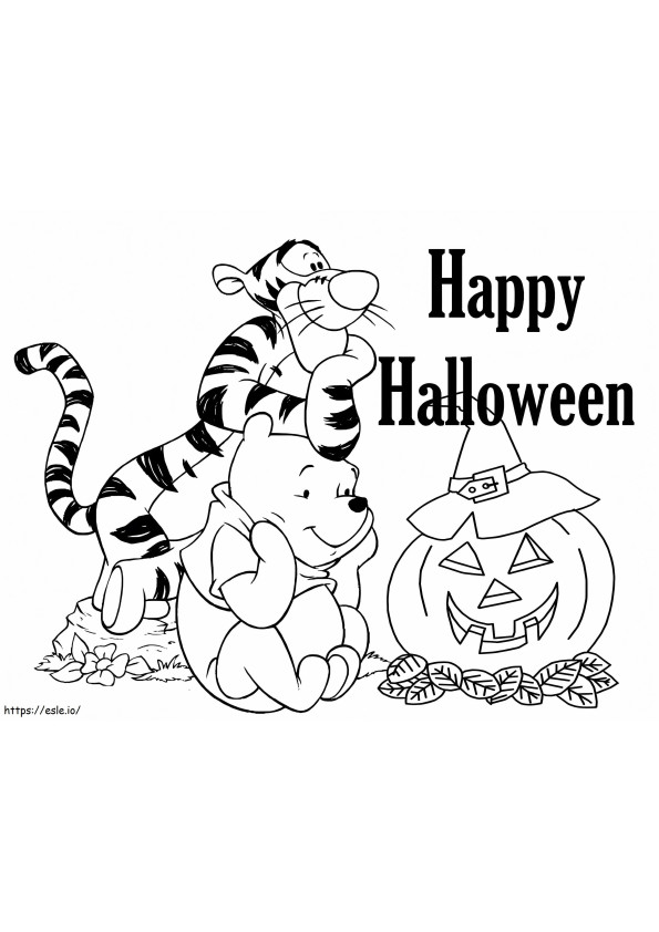 Tiikeri ja Puh Halloweenina värityskuva