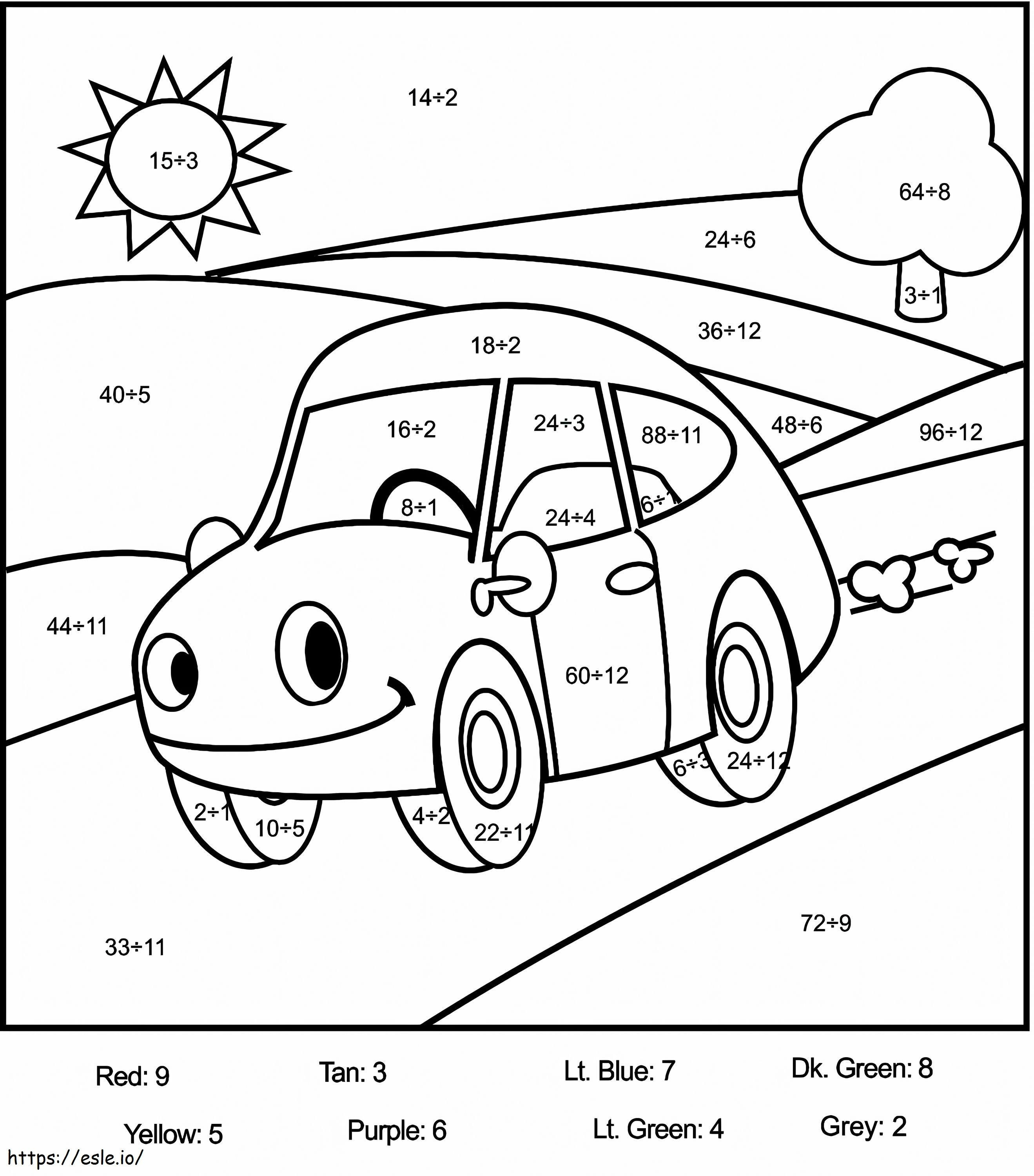 Coloriage Couleur de voiture de dessin animé par numéro à imprimer dessin