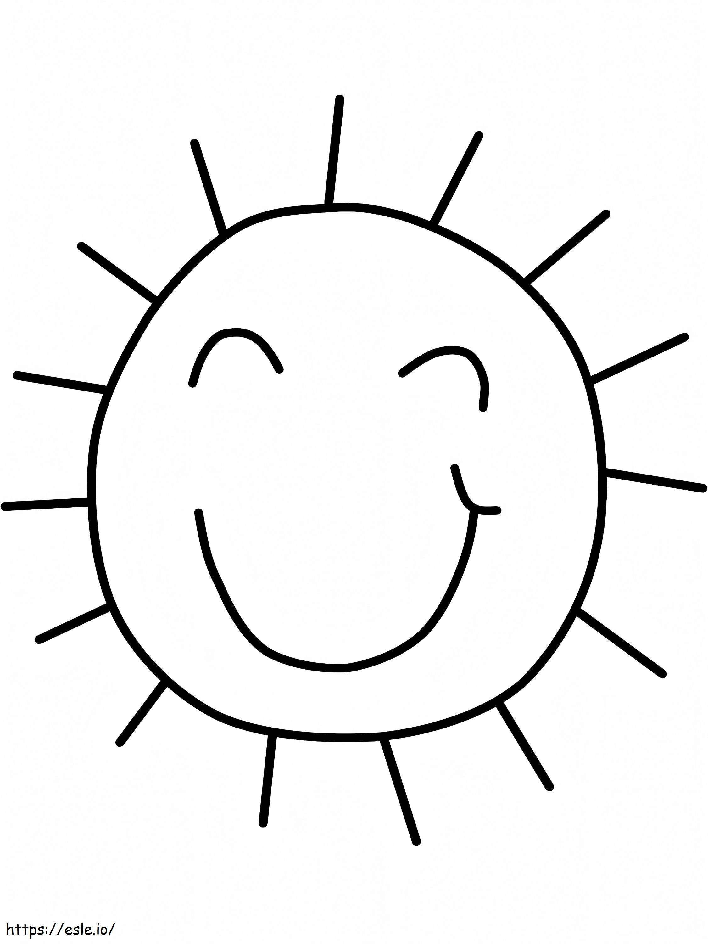 Yksinkertainen aurinko hymyilee värityskuva