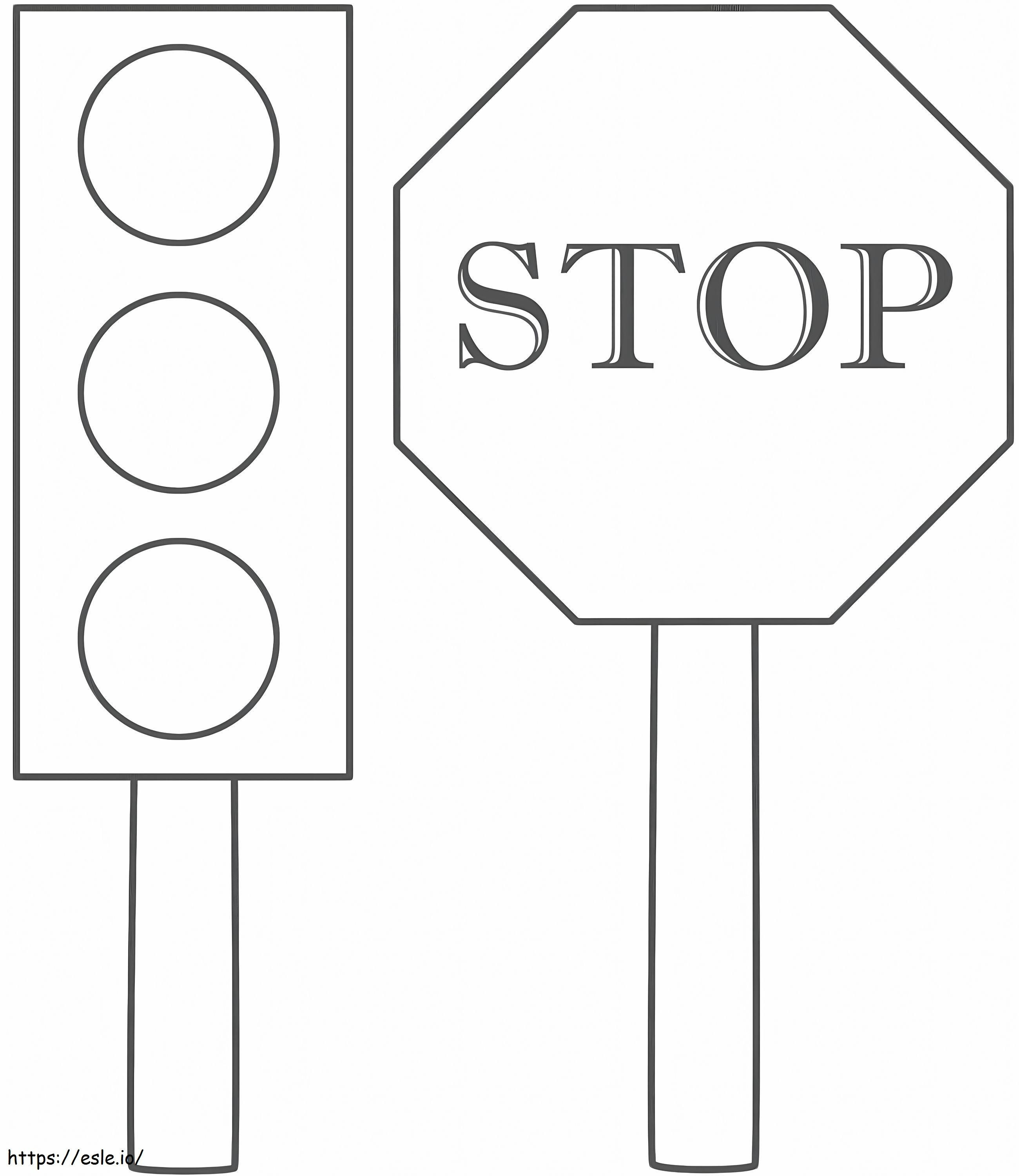 Coloriage Panneau d'arrêt de sécurité routière à imprimer dessin