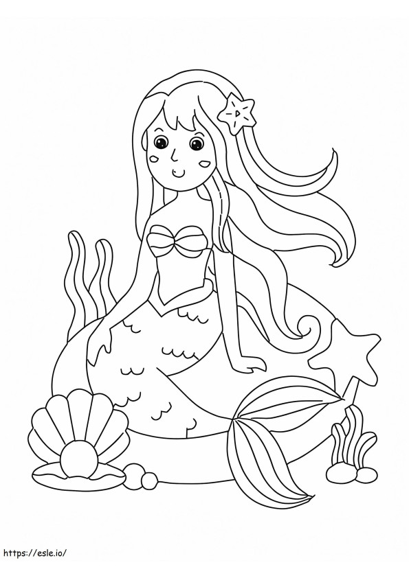 Mermaid With Marine Life coloring page