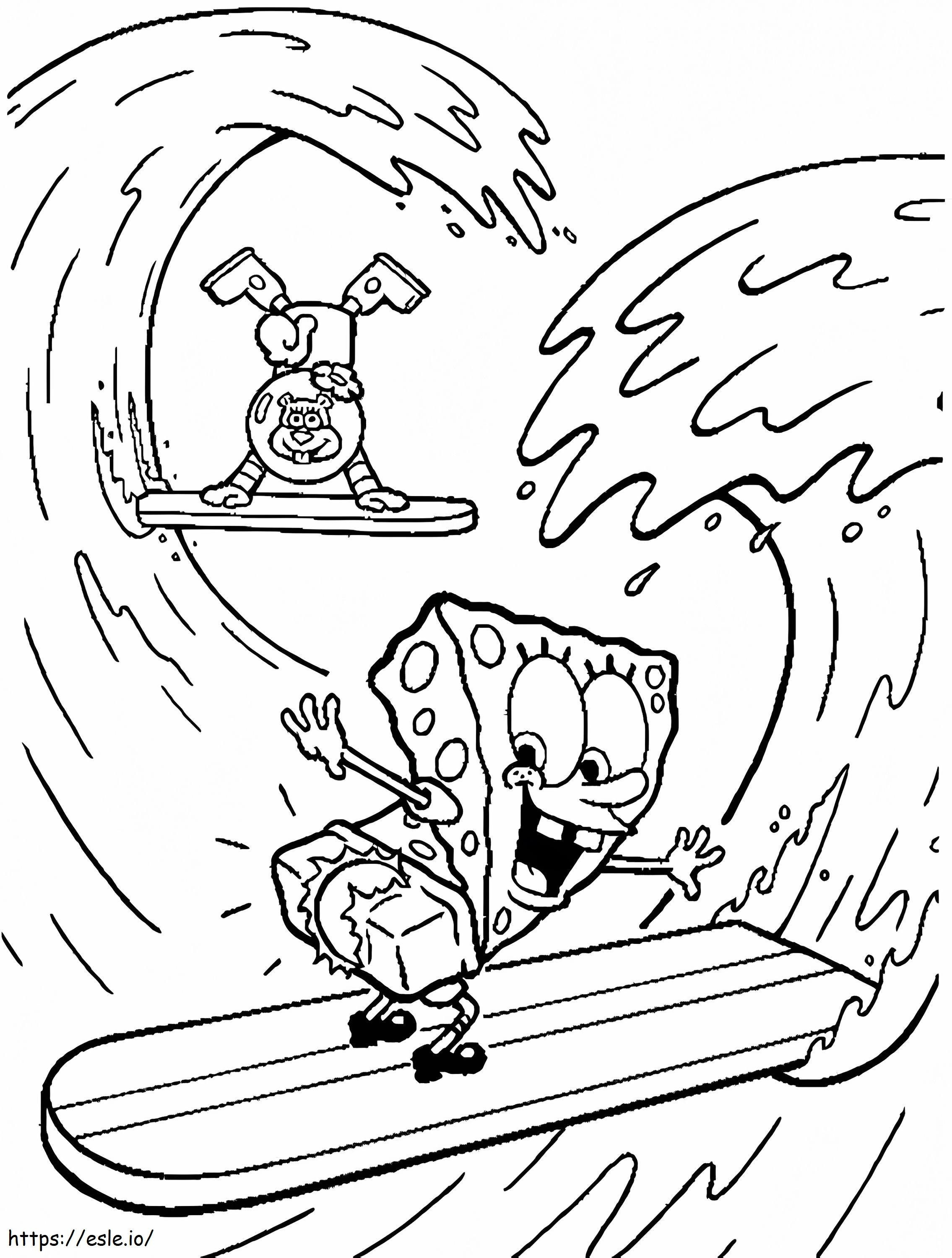Spongebob Surfing coloring page