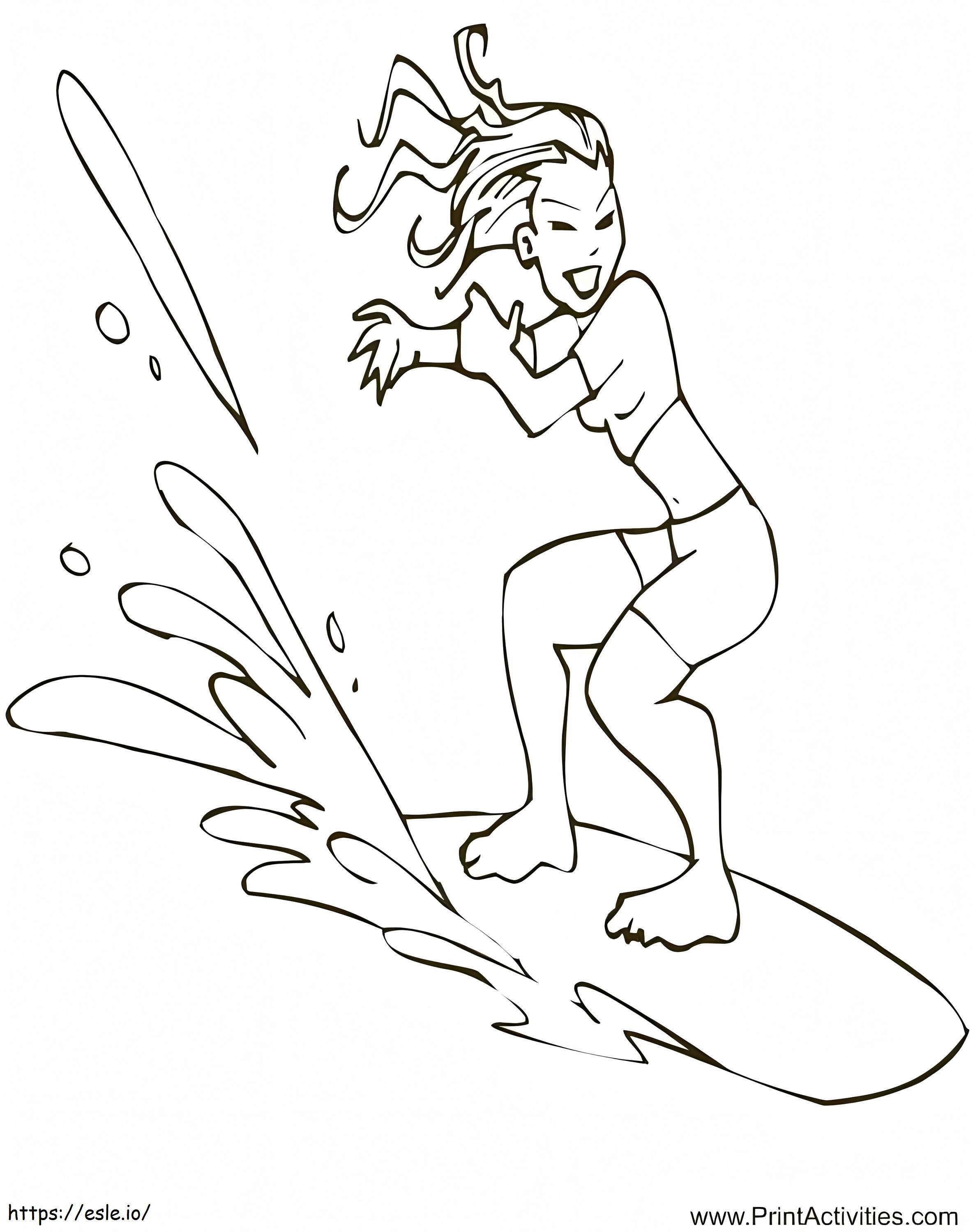 Dziewczyna Surfuje kolorowanka