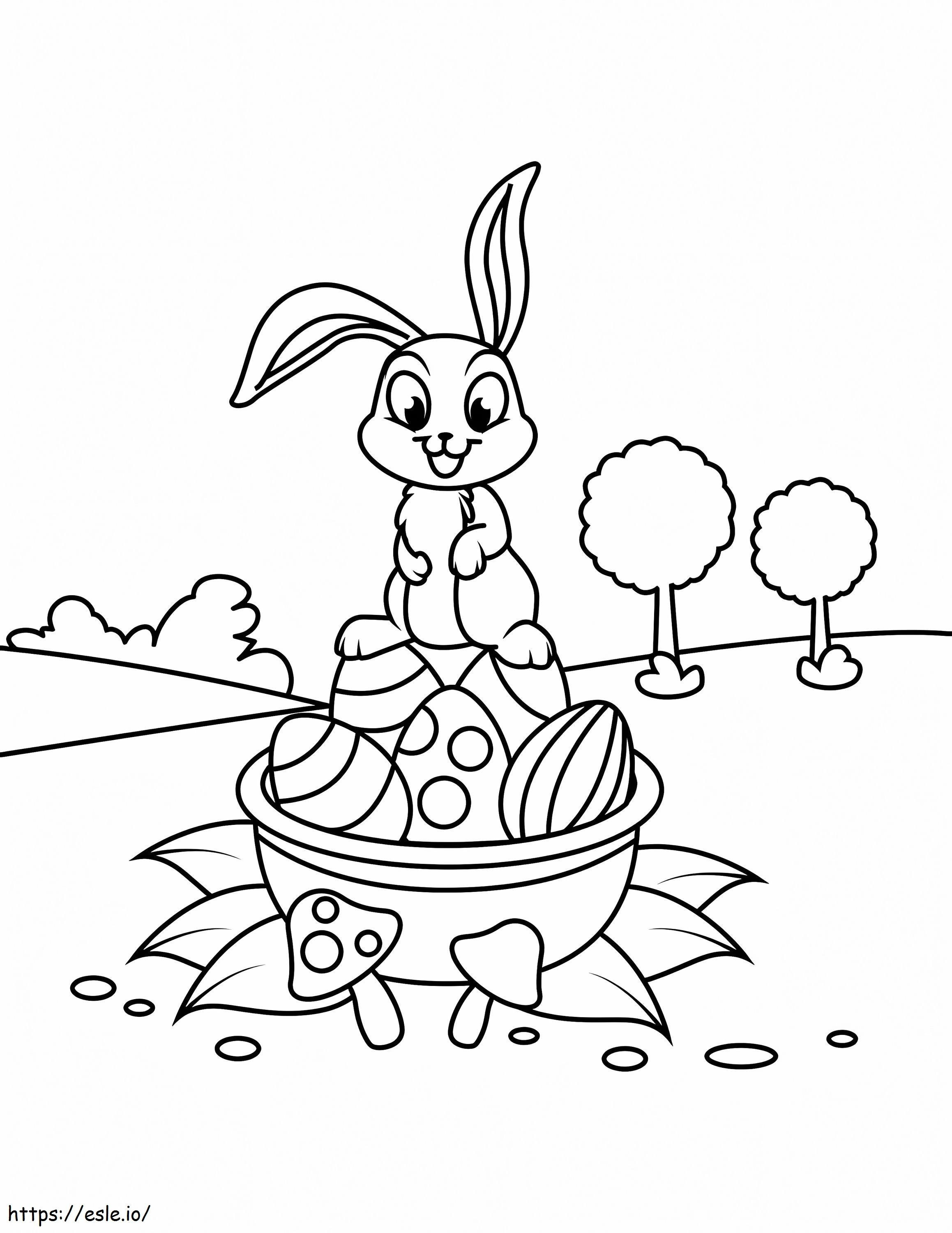 Easter Bunny With Eggs coloring page