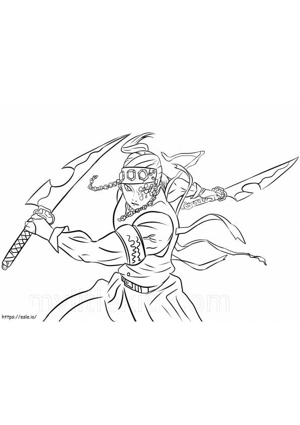 Right Uzui Attacks coloring page