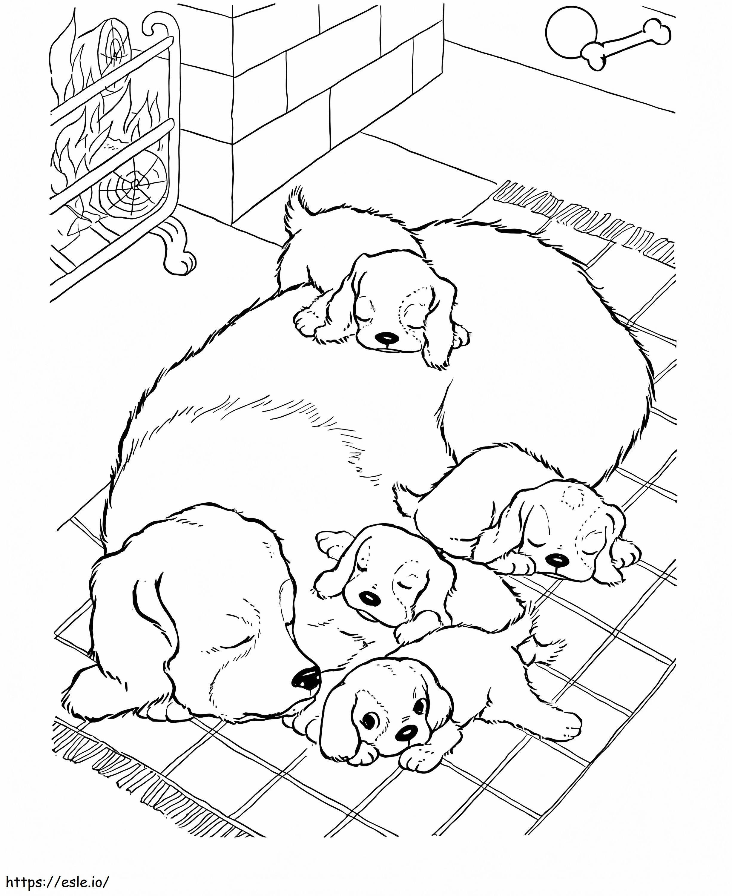 Sleeping Puppies coloring page