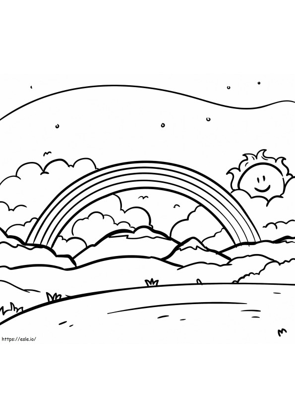 Lovely Sun And Rainbow coloring page